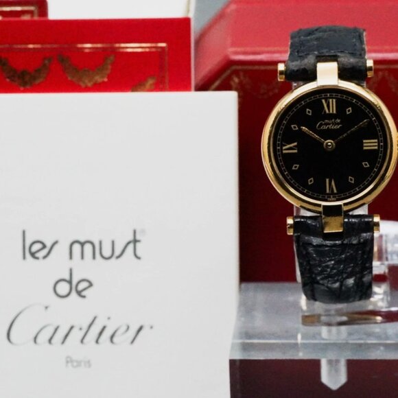 Cartier Must Vendome Black Dial Quartz Women's Watch With Full Box - Picture 2 of 9